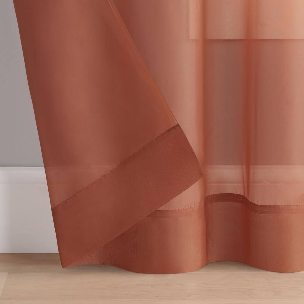 Eclipse Livia Sheer Rod Pocket 59 x 95 Curtain Panel in Terracotta