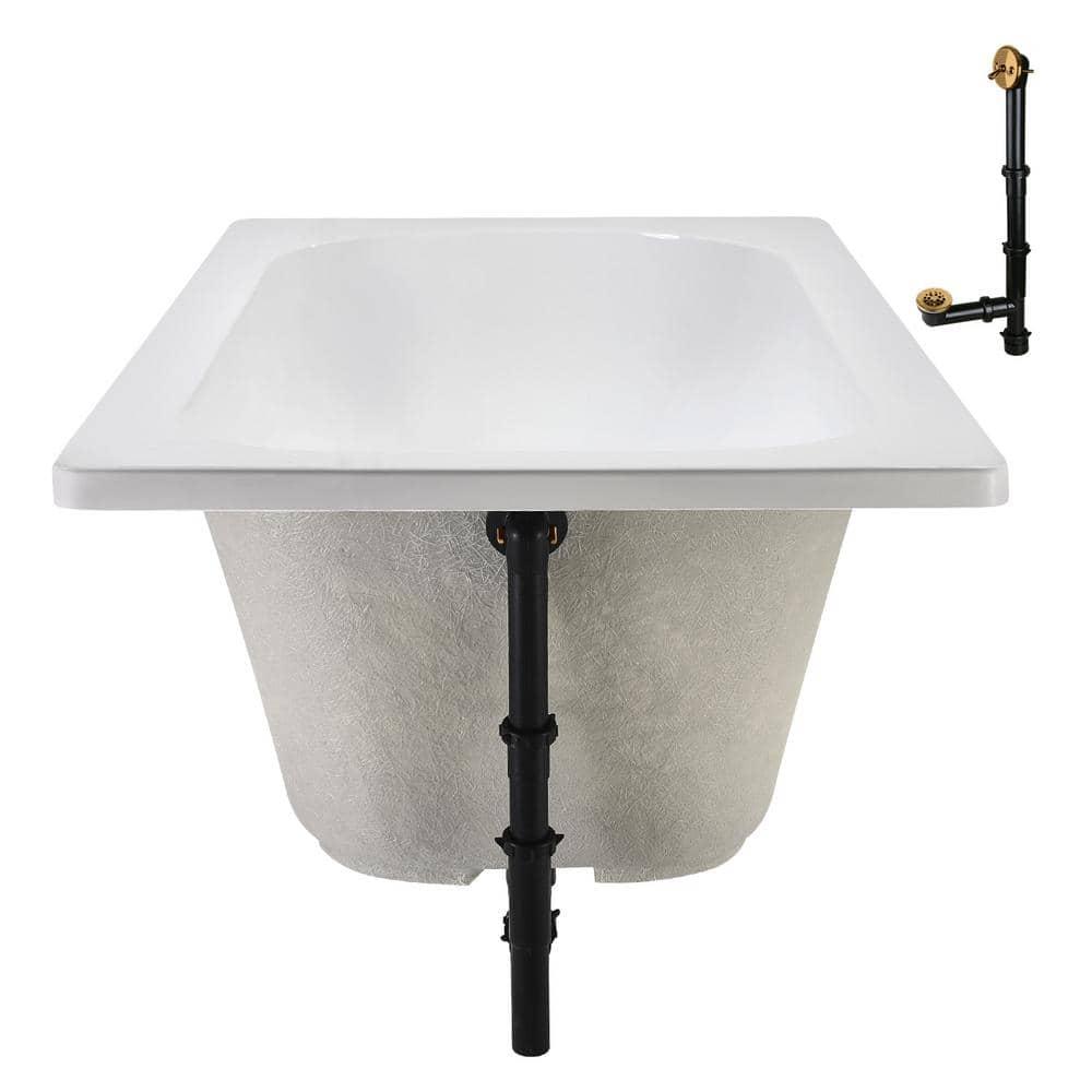 72" x 36" Acrylic Soaking Drop-In Bathtub, Drain Included