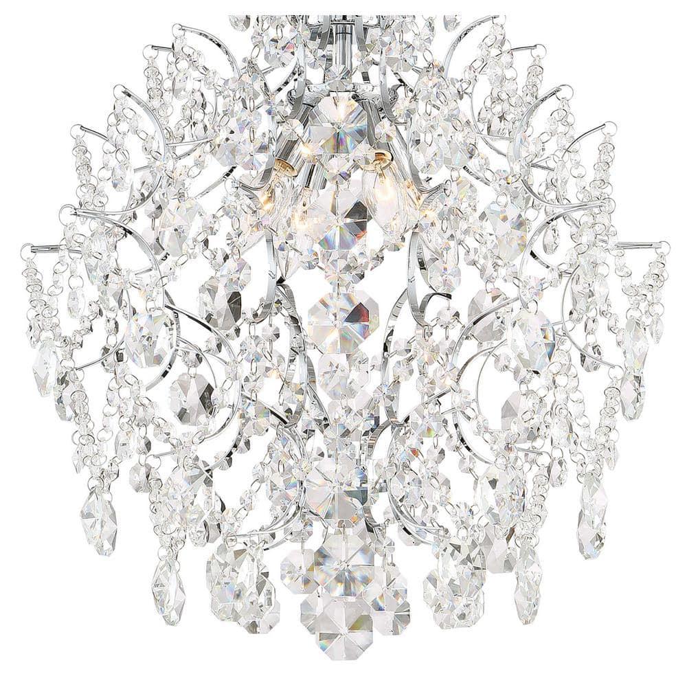 Isabella's Crown Mini Chandelier 4 Light Chrome Crystal In Traditional Style 20.75 Inches Tall By 18 Inches Wide     -Traditional Installation Minka