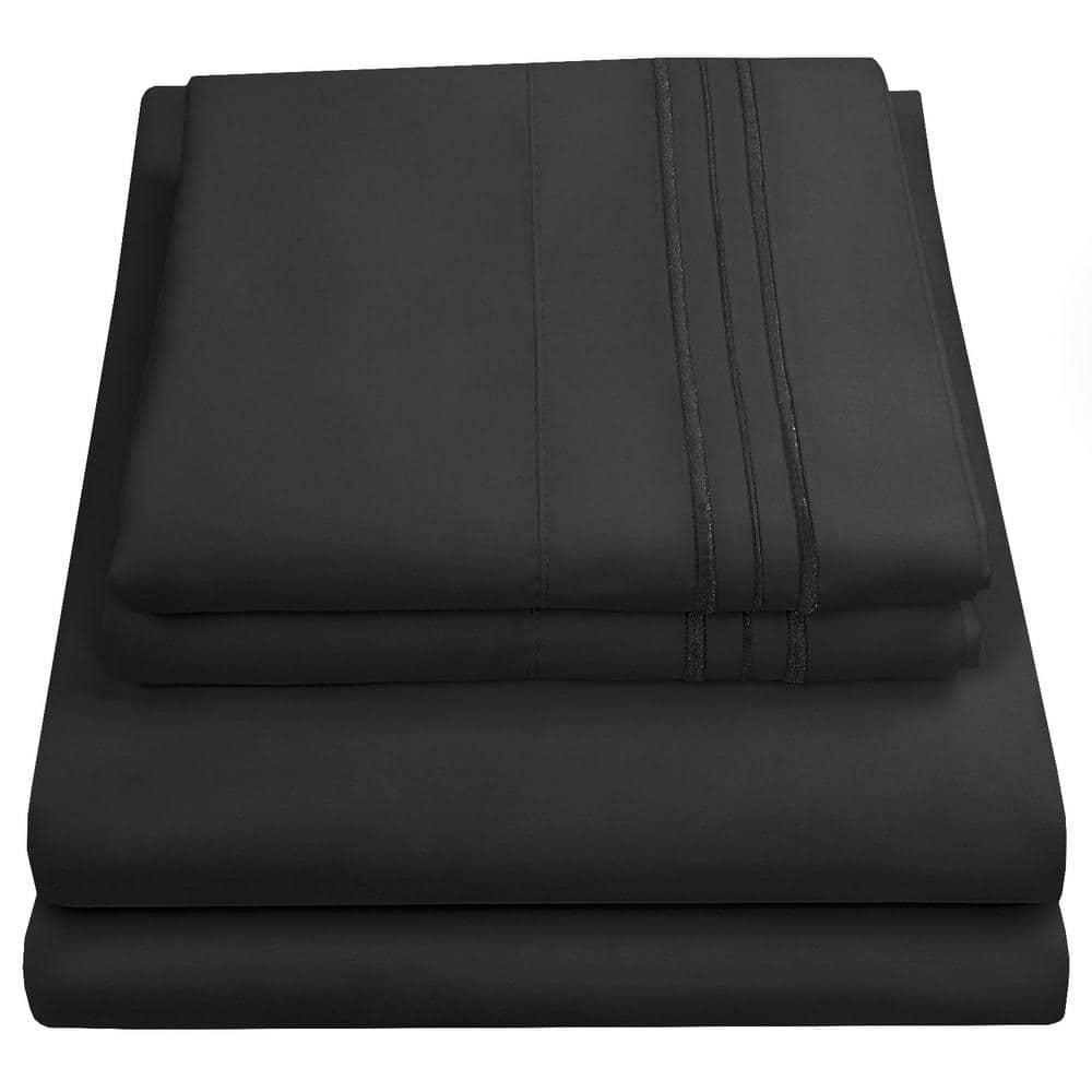 4 Piece Sheet Set, Ultra Soft 1800 Series Collection - Queen, Black