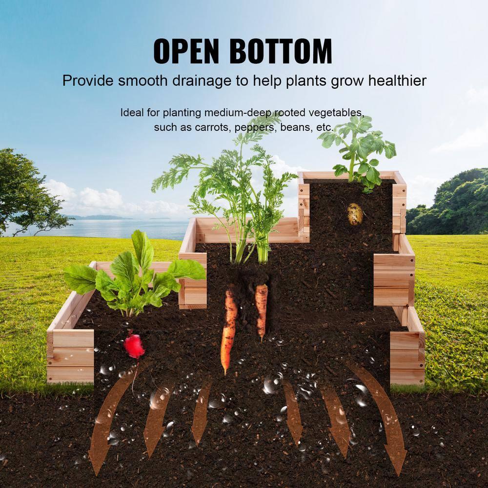 Burlywood Wooden Raised Garden Bed Planter 44.5"x44.5"x20.1"
