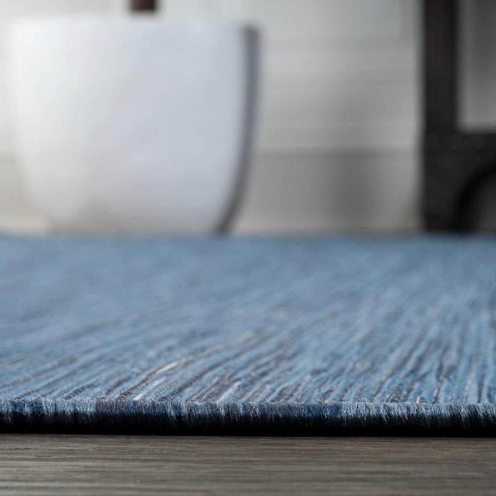 9'x12' Ethan Modern Flatweave Solid  Area Rug, Blue - JONATHAN Y