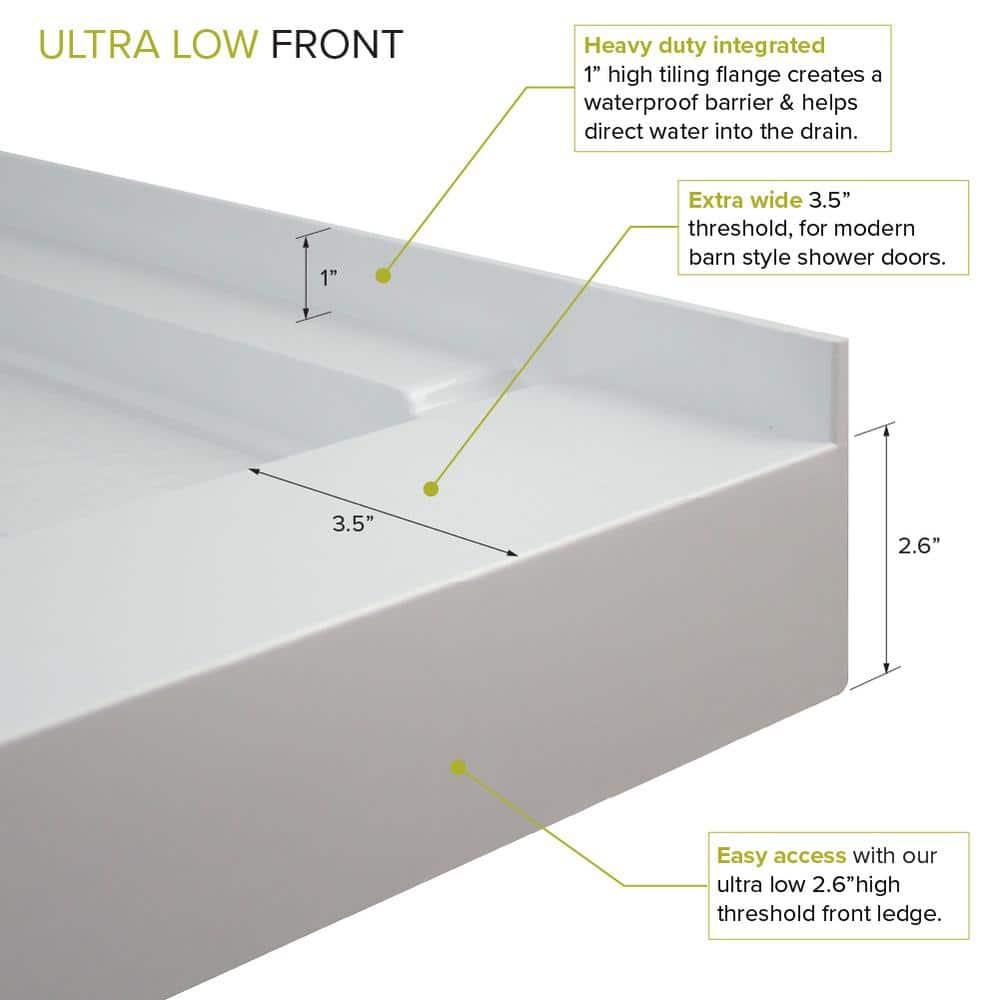 Transolid FLU6032L-39 60'' W 32'' D Rectangular Single Shower Base