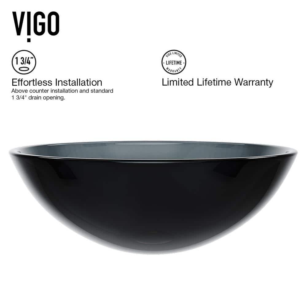 Giovanni Glass 17" L 17" W 6" H Round Vessel Bathroom Sink