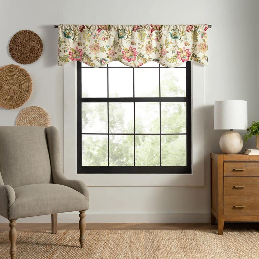 Ellis Curtain Brissac High Quality Room Darkening Natural Color Lined Scallop Window Valance - 70 x 17, Red