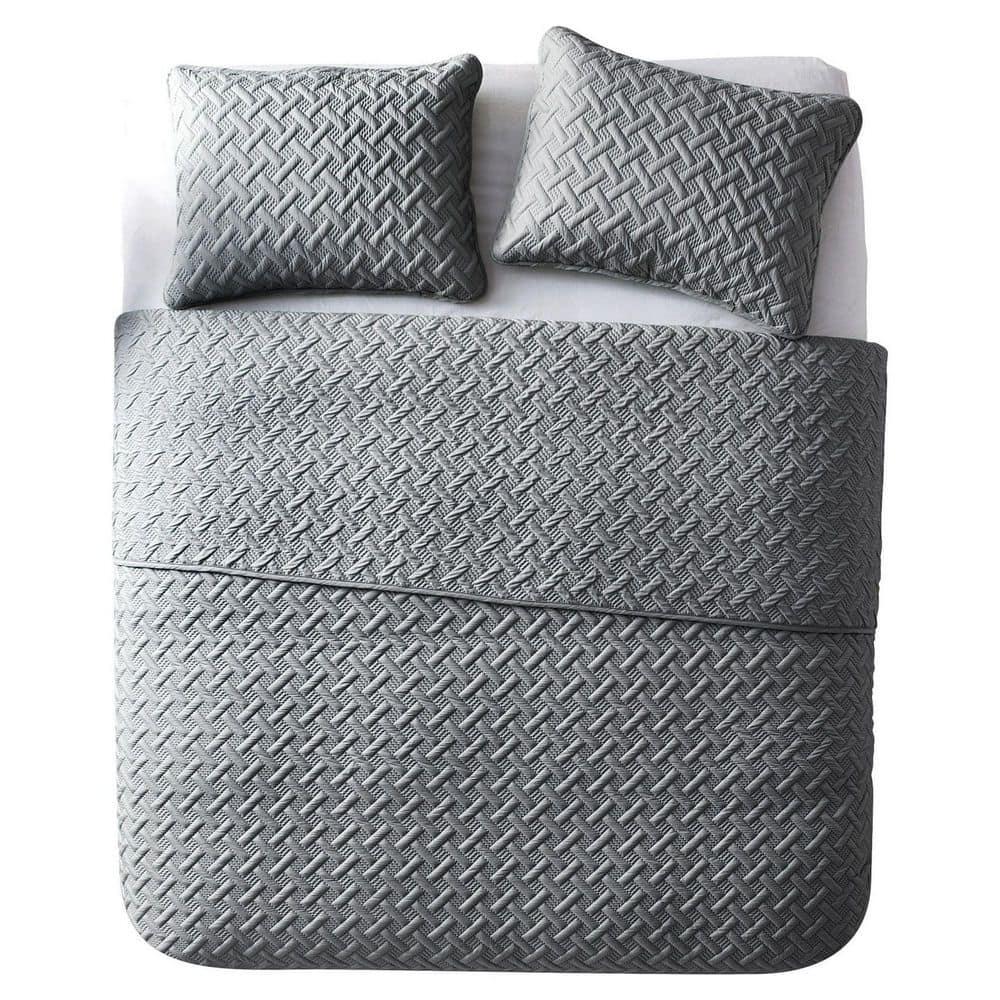 Nina Embossed Basketweave Quilt Set