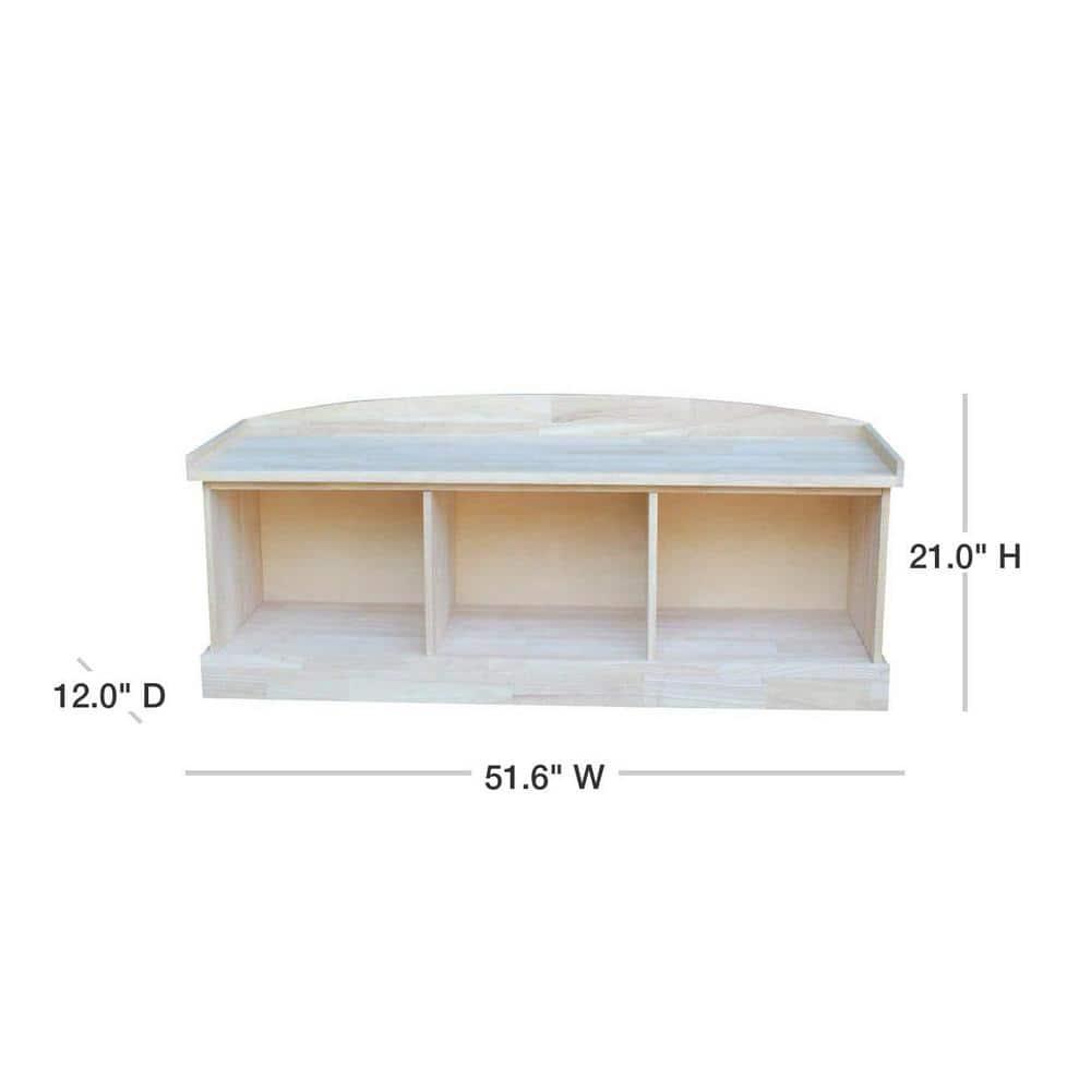 Storage Bench Unfinished - International Concepts: Hardwood Entryway Seat, Shoe Organizer, Window Nook