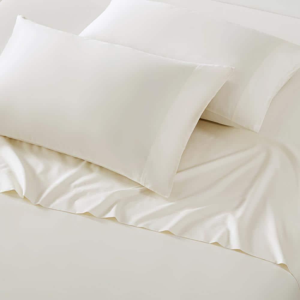 Vera Wang - Pillow Case Set, Luxury Sateen Cotton Bedding, 800 Thread Count, Soft & Smooth Bedding Set (Ivory, Standard Pillowcases)