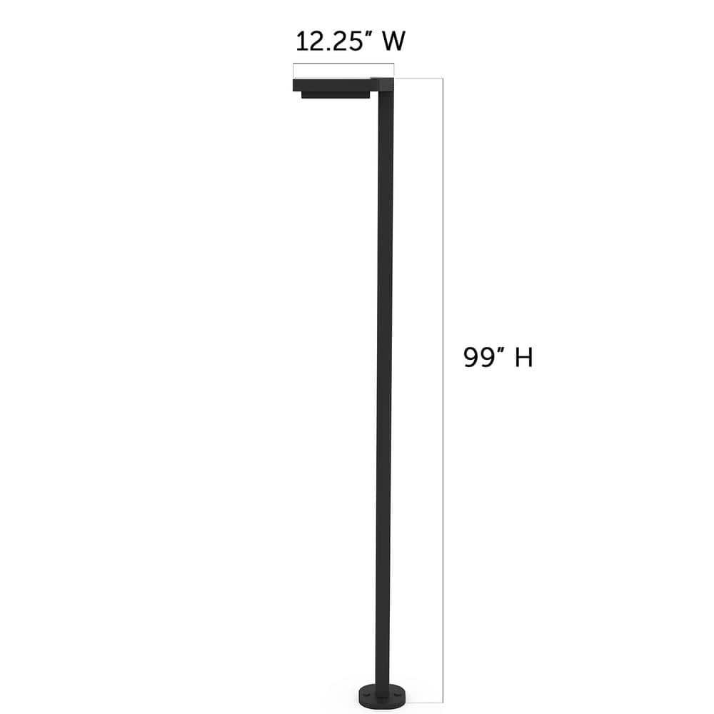 Contemporary 99 in. 1-Light Square Black Modern Aluminum Waterproof Solar Lamp Post Light with 3-Colors Integrated LED