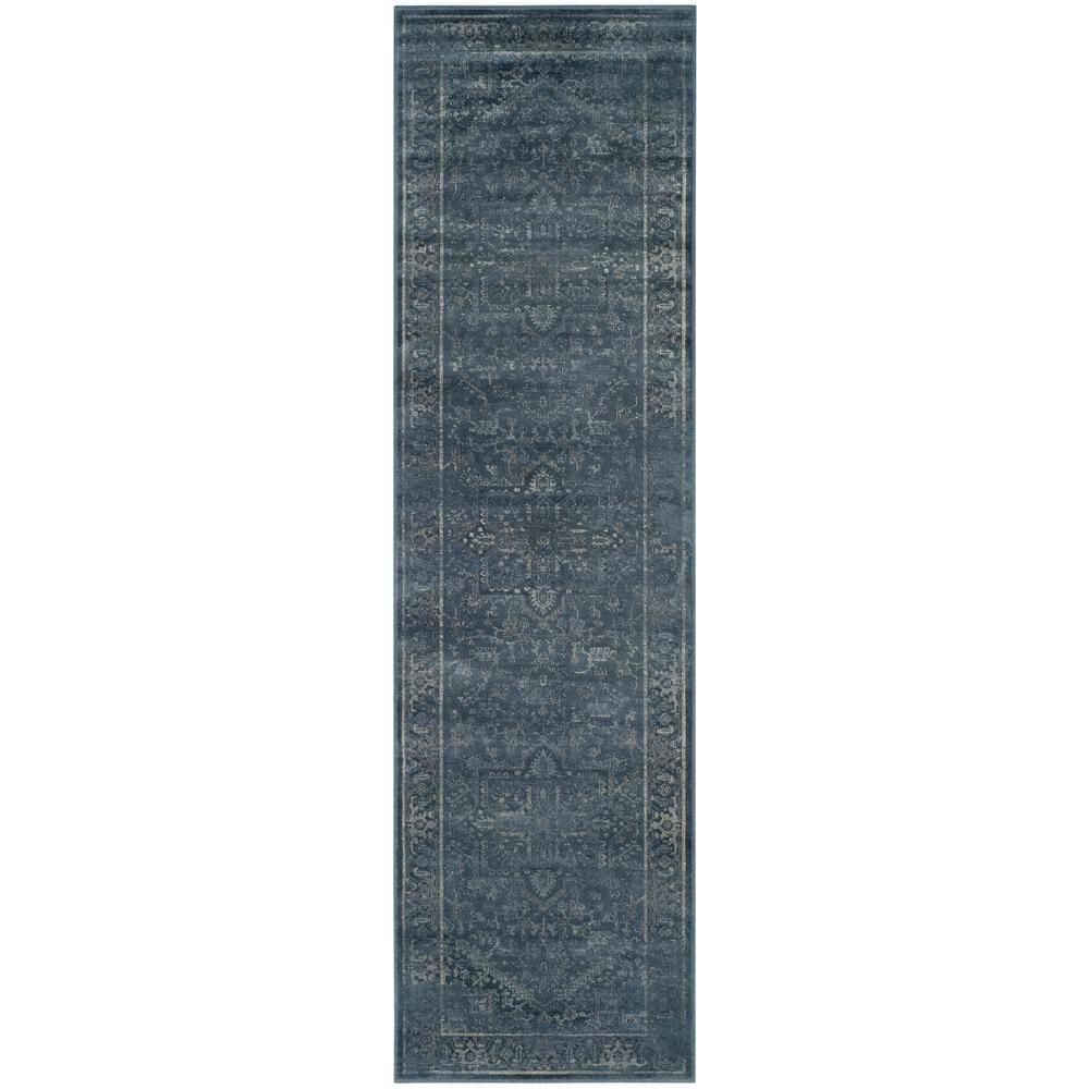 Vintage VTG114 Power Loomed Indoor Skid-Resistant Runner Rug - Blue - 2'2"x8' - Safavieh