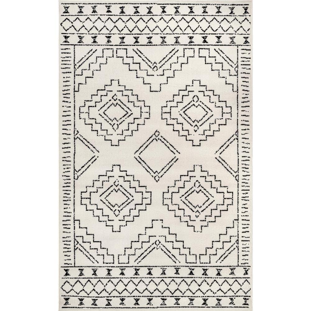 Gray 8' x 10' Rectangular Stain-Resistant Synthetic Area Rug
