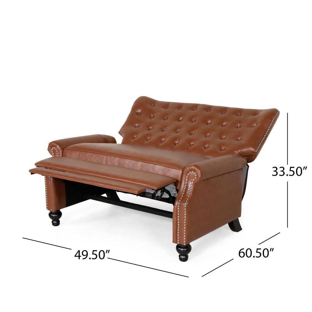 Noble House Dero Faux Leather Tufted Oversized Recliner, Cognac Brown and Espresso