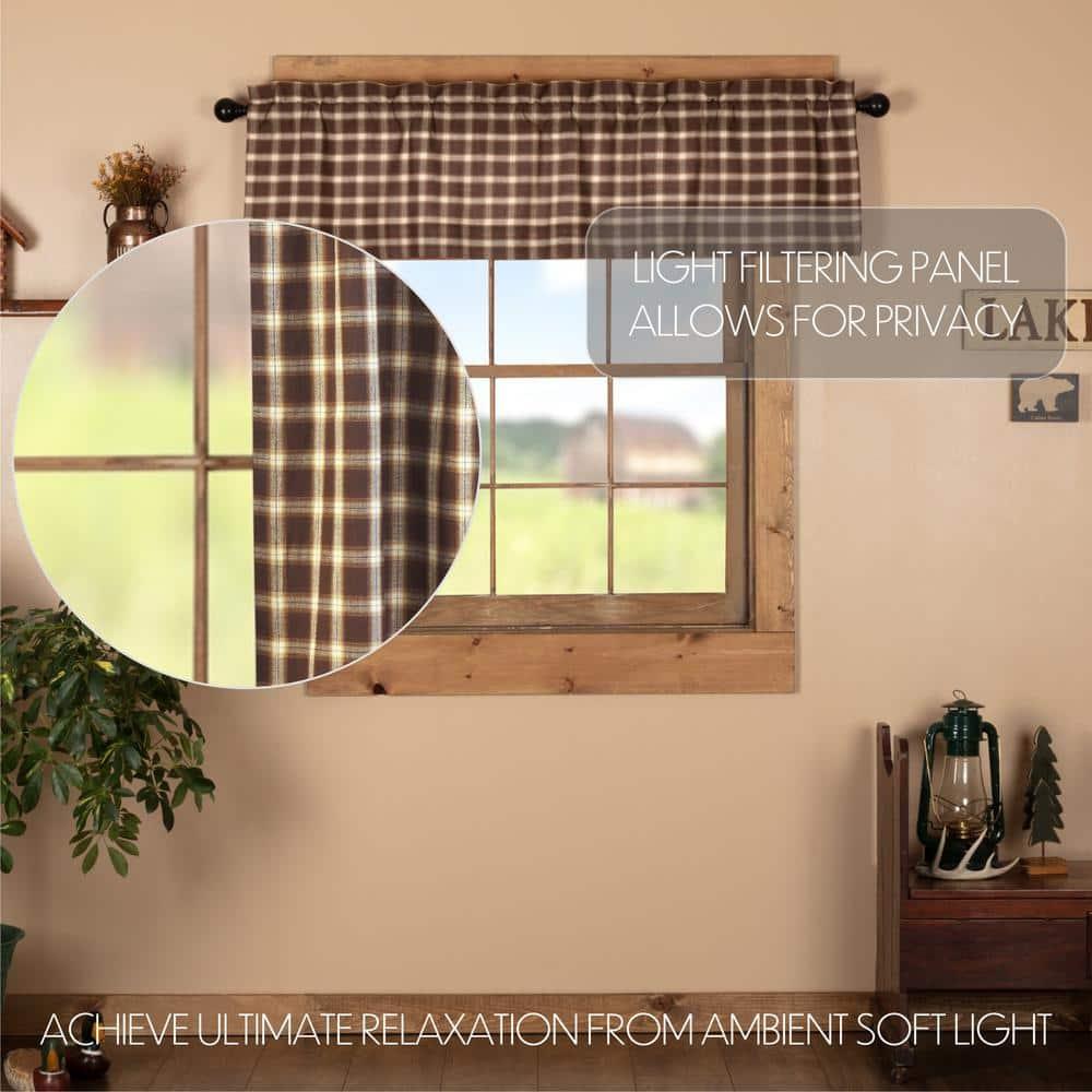 VHC Brands Rustic & Lodge Farmhouse Kitchen Window Curtains-Rory Valance, 16x60, Chocolate Brown
