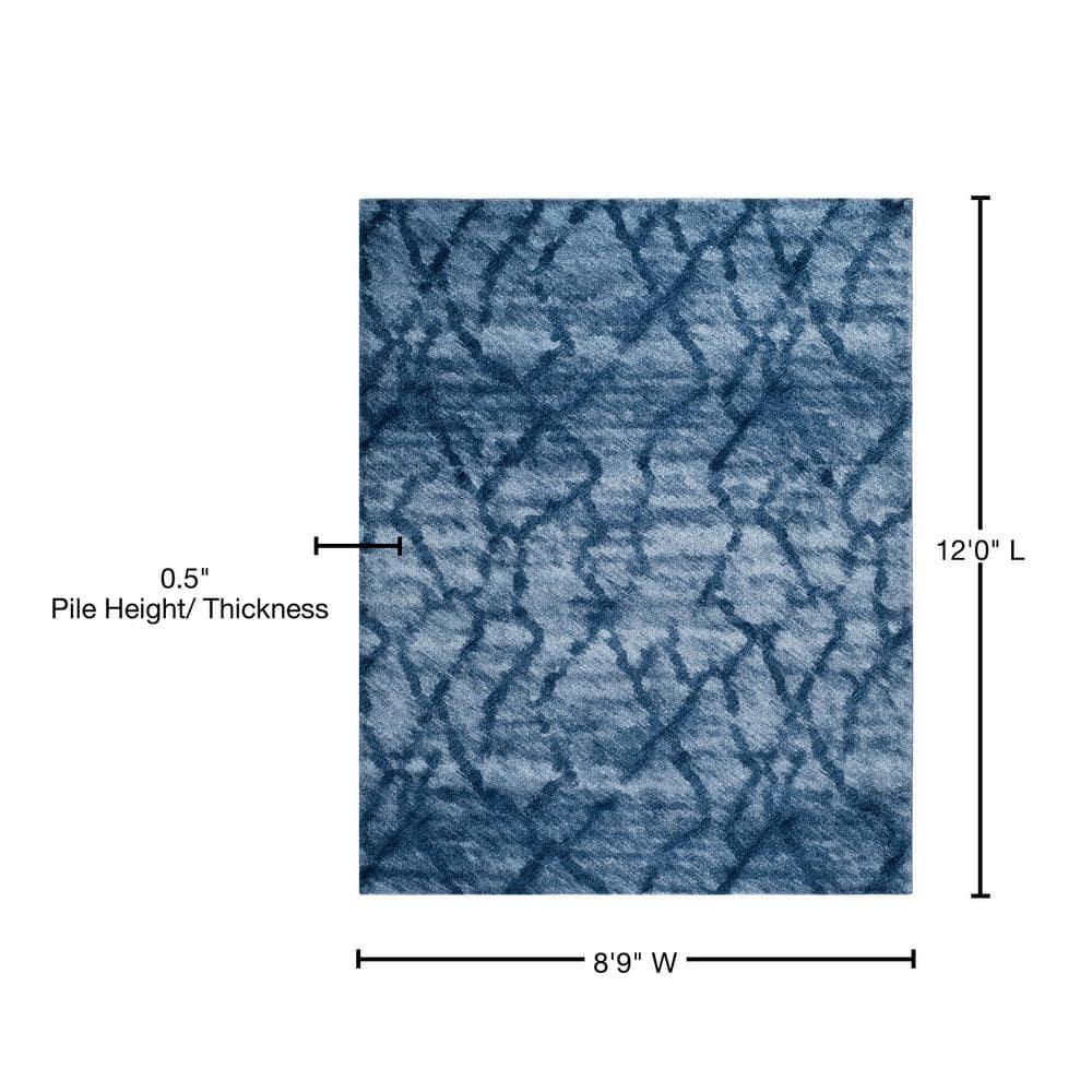 SAFAVIEH Retro Collection Accent Rug - 4' x 6', Blue & Dark Blue, Modern Abstract Design, Non-Shedding & Easy Care, Ideal for High Traffic Areas in Entryway, Living Room, Bedroom (RET2144-6570)