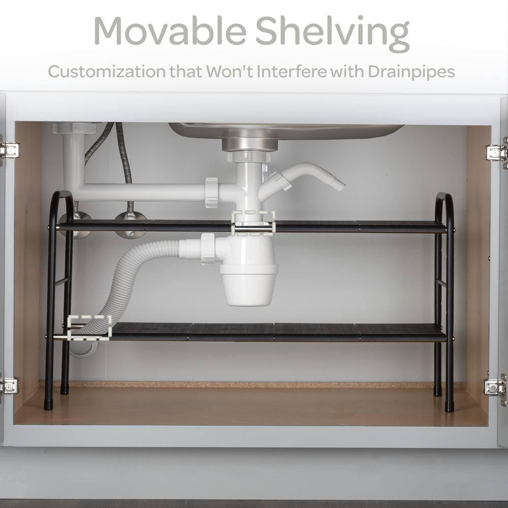 Under Sink Organizer - 2 Tier Adjustable Shelf Organizer with 8 Removable Panels - Kitchen or Bathroom Under Sink Organizers and Storage by Home-Complete
