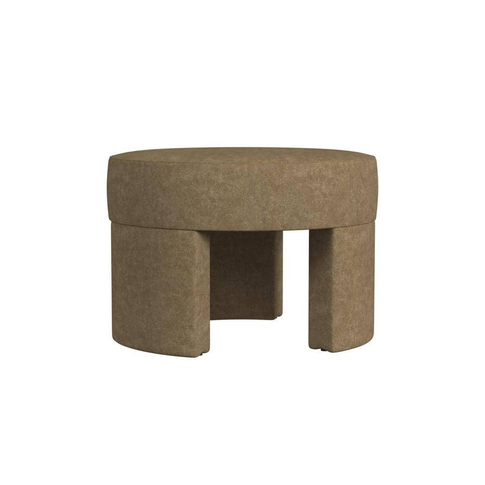 Sophia Ottoman Mocha - HomePop: Velvet Upholstered, Footrest, Round Bench, No Assembly Required
