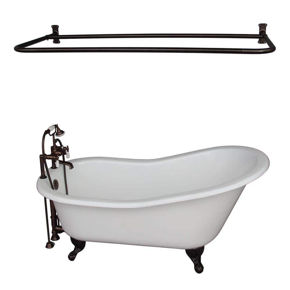 Icarus 60.75'' x 30.5'' Freestanding Soaking Cast Iron Bathtub with Faucet