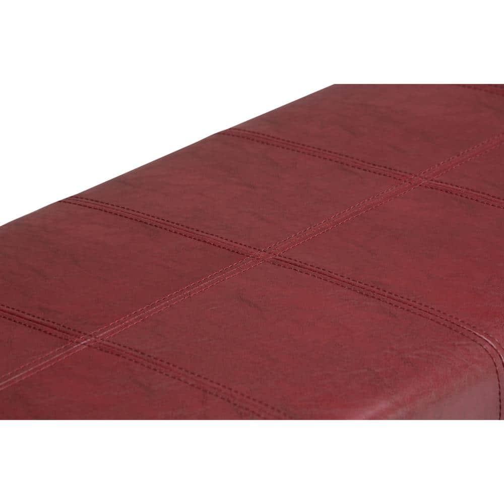 NicBex Faux Leather Storage Ottoman Bench,Upholstered Storage Ottoman with Stitched Design,Modern Storage Bench for Living Room,Bedroom,Red
