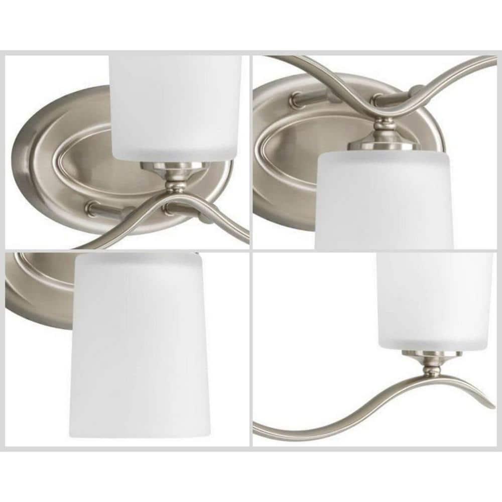 Progress Lighting Inspire 3-Light Wall Light, Brushed Nickel, Etched Glass Shade