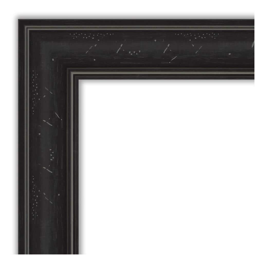 Amanti Art Beveled Bathroom Wall Mirror - Shipwreck Black Narrow Frame Outer Size: 24 x 24 in