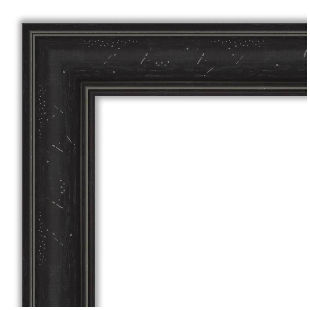 Amanti Art Beveled Bathroom Wall Mirror - Shipwreck Black Narrow Frame Outer Size: 40 x 28 in