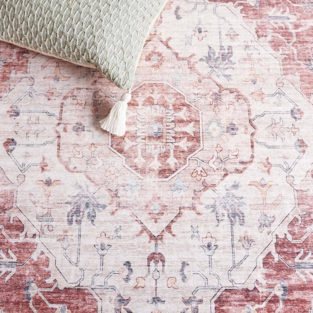Arizona ARZ517 Power Loomed Machine Washable Area Rug - Light Red/Beige - 5'x8' - Safavieh.