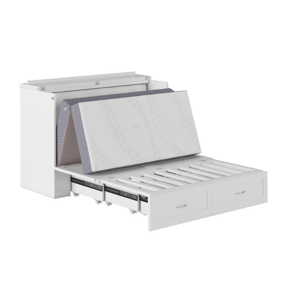AFI Hamilton Full Solid Wood Murphy Bed Chest with Built-In Charger in White