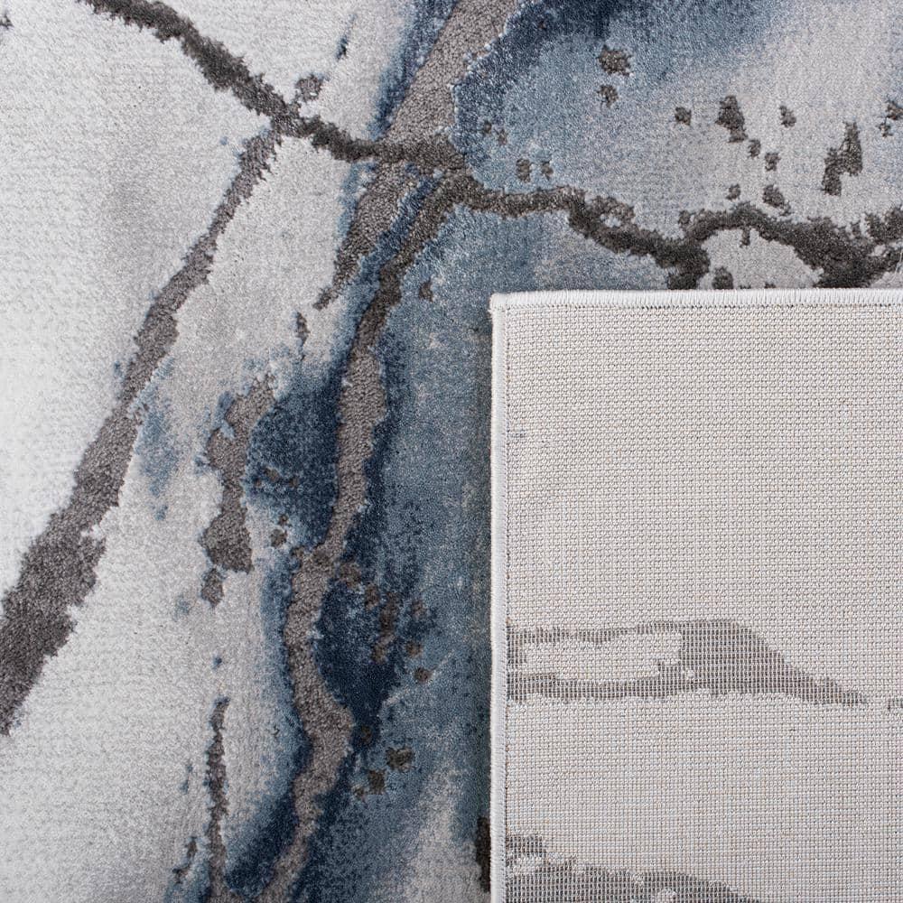 SAFAVIEH Craft Paul Abstract Marble Area Rug, 10' x 10' Round, Grey/Blue