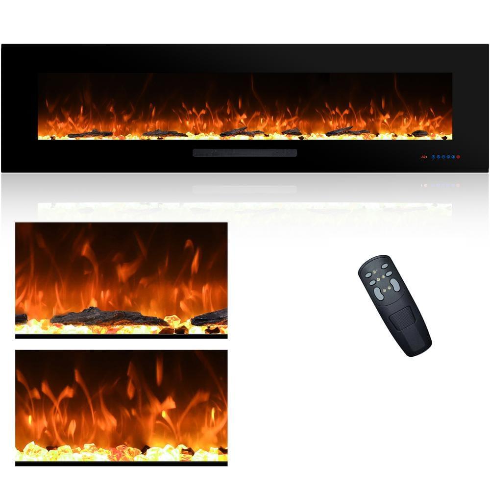 VINEMOUNT Electric Fireplace, 72" Recessed Fireplace Electric with Touch & Remote Control, Realistic Logset, Multiple Flame Colors & 5 Stage Intensity, Timer,750/1500W Heat, Thermosat, Black