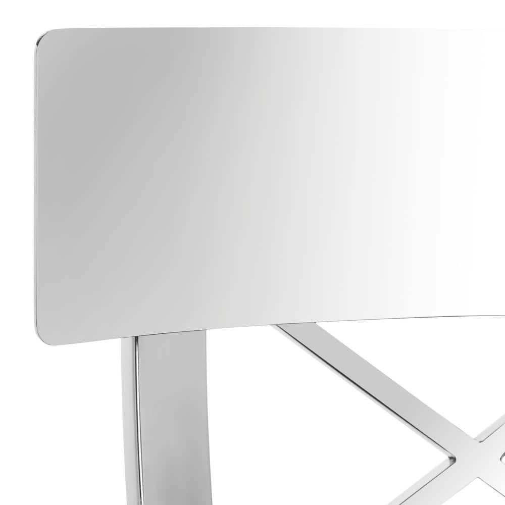 Zoey 39''H Stainless Steel Cross Back Bar Stool - FOX2034 - Chrome/Black - Safavieh Couture