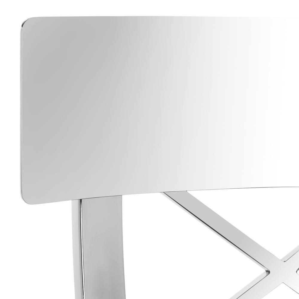 Zoey 35"H Stainless Steel Cross Back Counter Stool - FOX2035 - White - Safavieh Couture