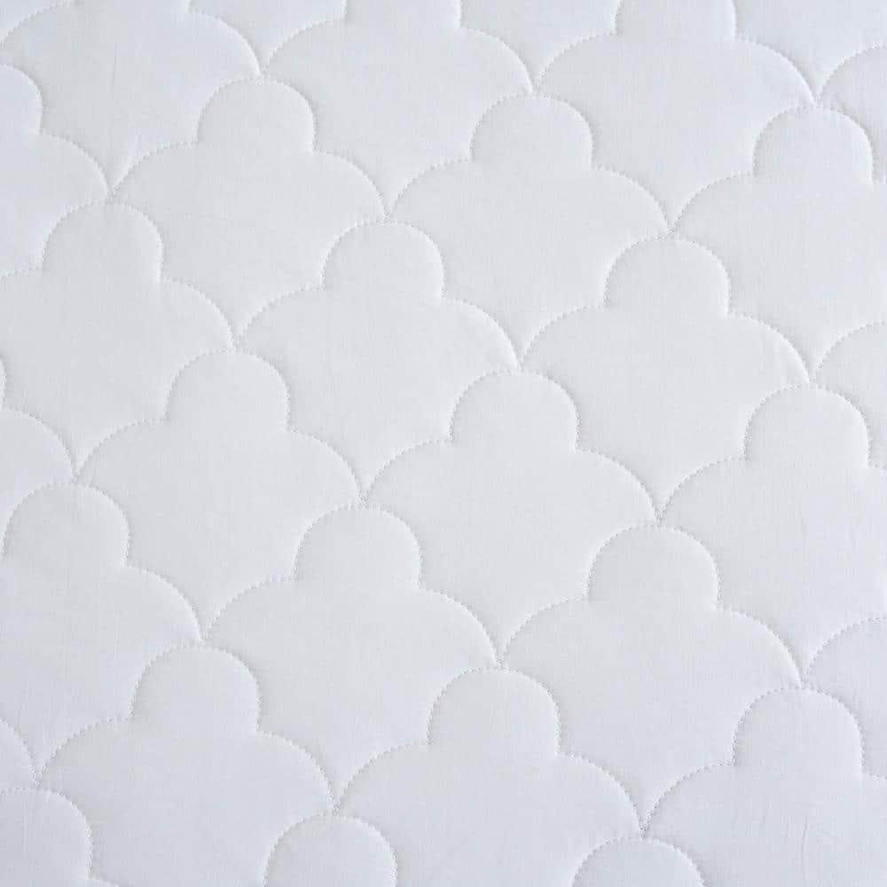 Sleep Philosophy King All Natural Cotton Percale Quilted Mattress Pad White: Cooling, 135 Thread Count, Fits 16" Depth