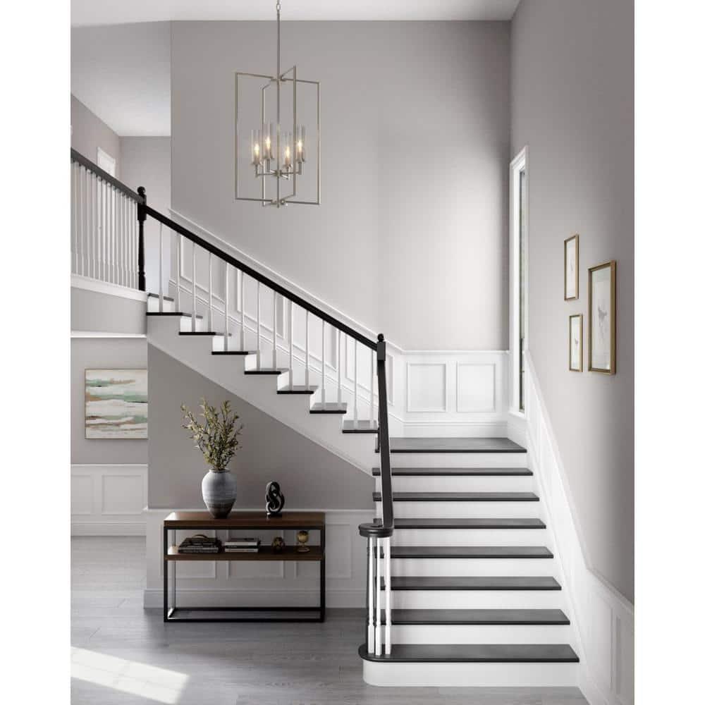 Progress Lighting Kellwyn 4-Light Foyer Pendant, Brushed Nickel, Clear Glass Shade