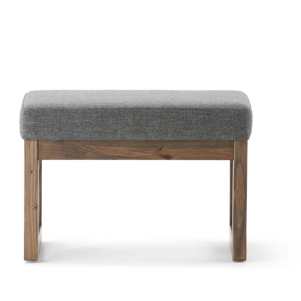 Simpli Home Milltown Solid Wood Footstool Small Ottoman Bench In Grey