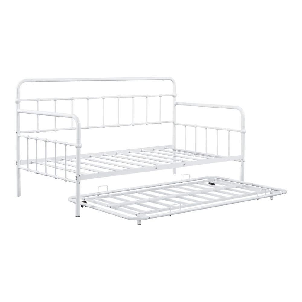 Furniture of America Choste Metal 2-Piece Twin Daybed with Trundle Set up to 200 lbs, White