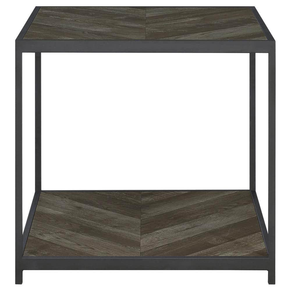 Beckley Wood End Table Gray Herringbone/Black - Coaster