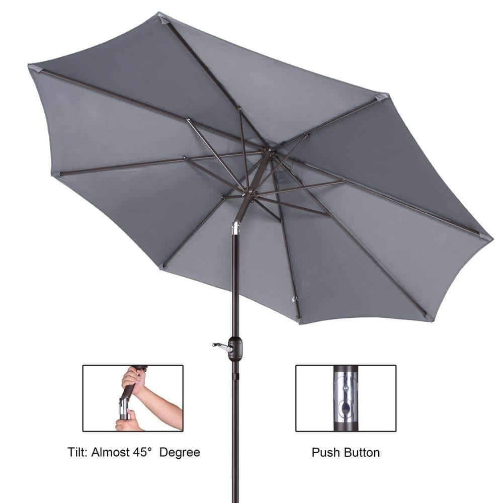Villacera 9FT Outdoor Patio Umbrella Shade with Auto Tilt, Gray