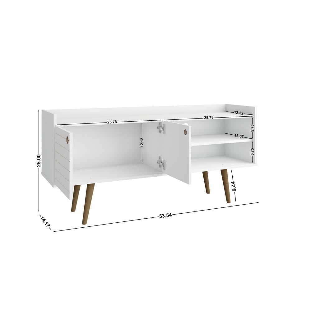 Bogart Mid Century Modern TV Stand for TVs up to 50'': Media Stand with Open Shelves & Cable Management - Manhattan Comfort