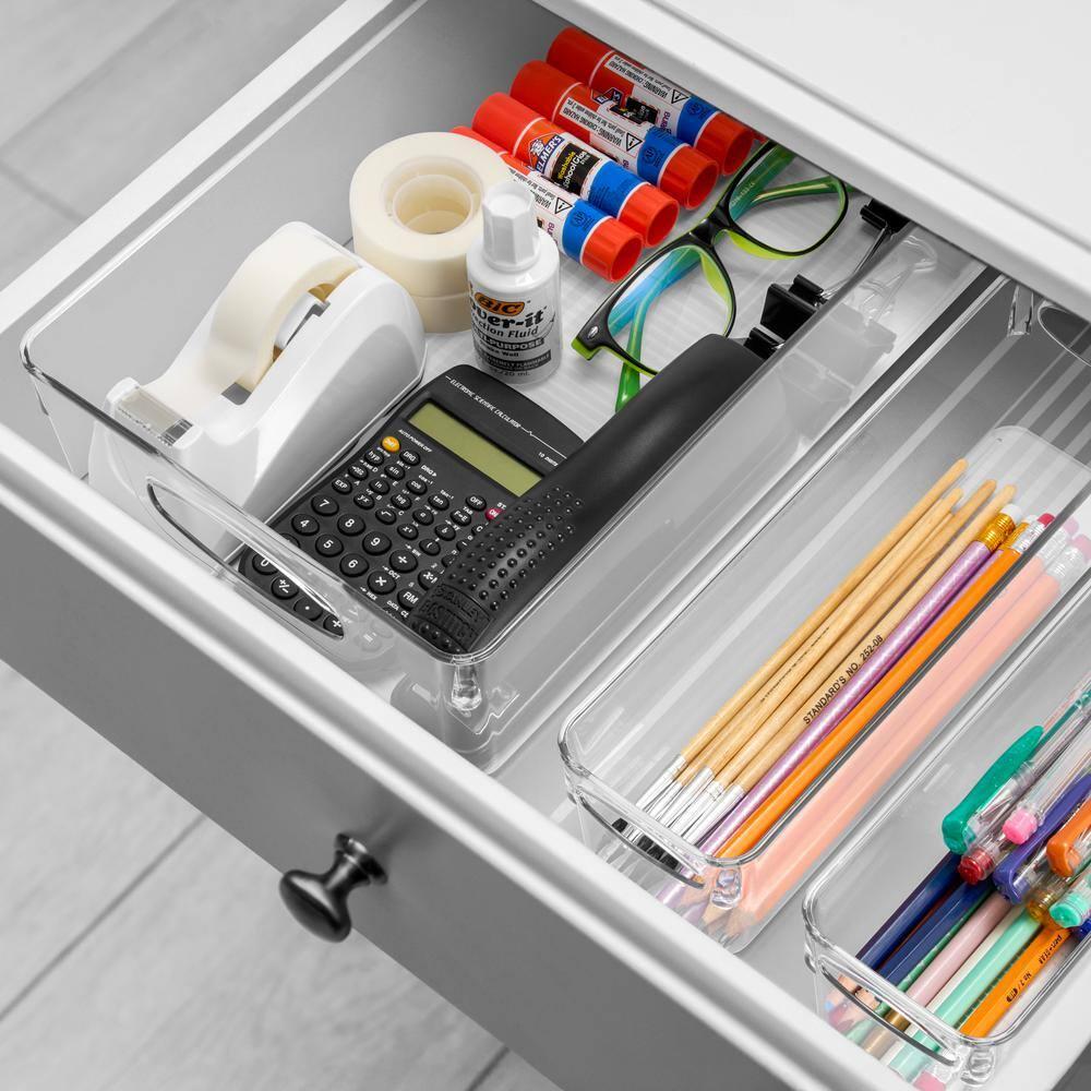 Sorbus Sorbus 10 Pack Narrow Clear Plastic Storage Bins with Handles for Shelves