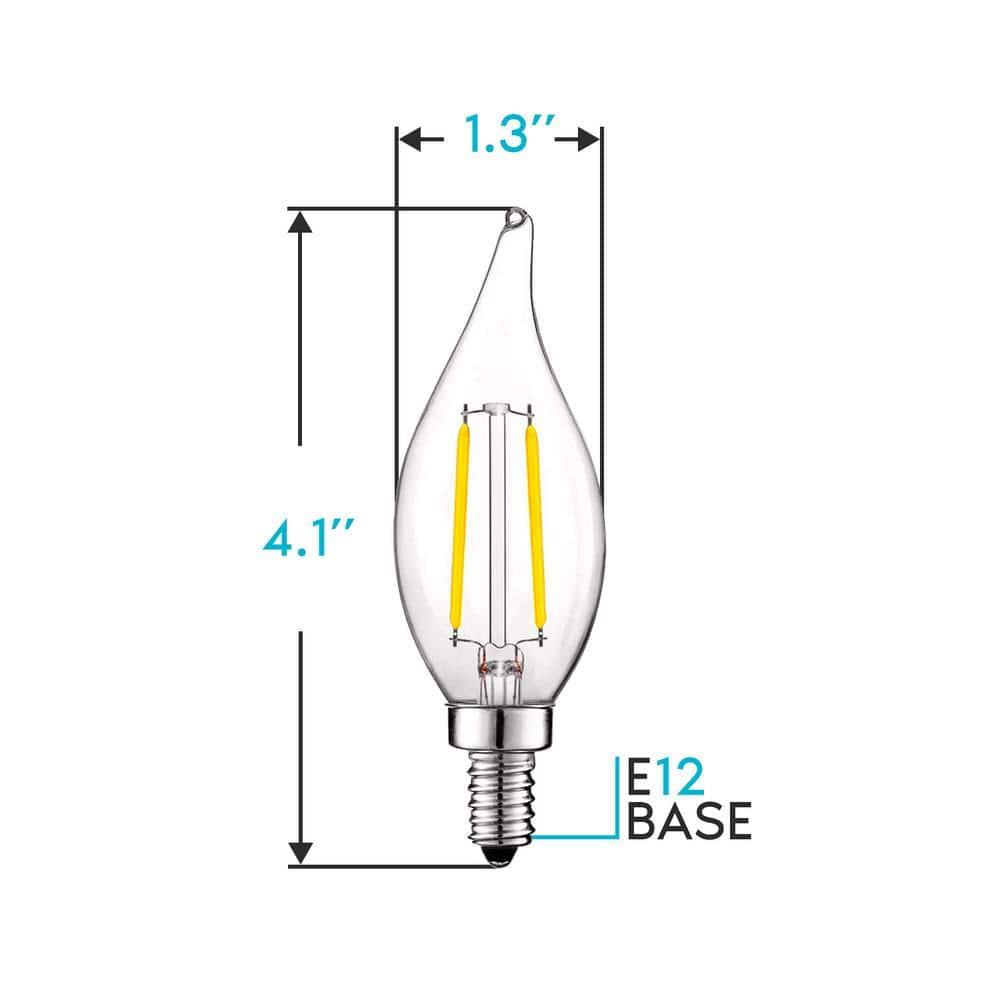 Luxrite 4W E12 Vintage Candelabra Dimmable LED Light Bulbs, 40W Equivalent 400 Lumens, 4000K Cool White, Flame Tip, 24-Pack