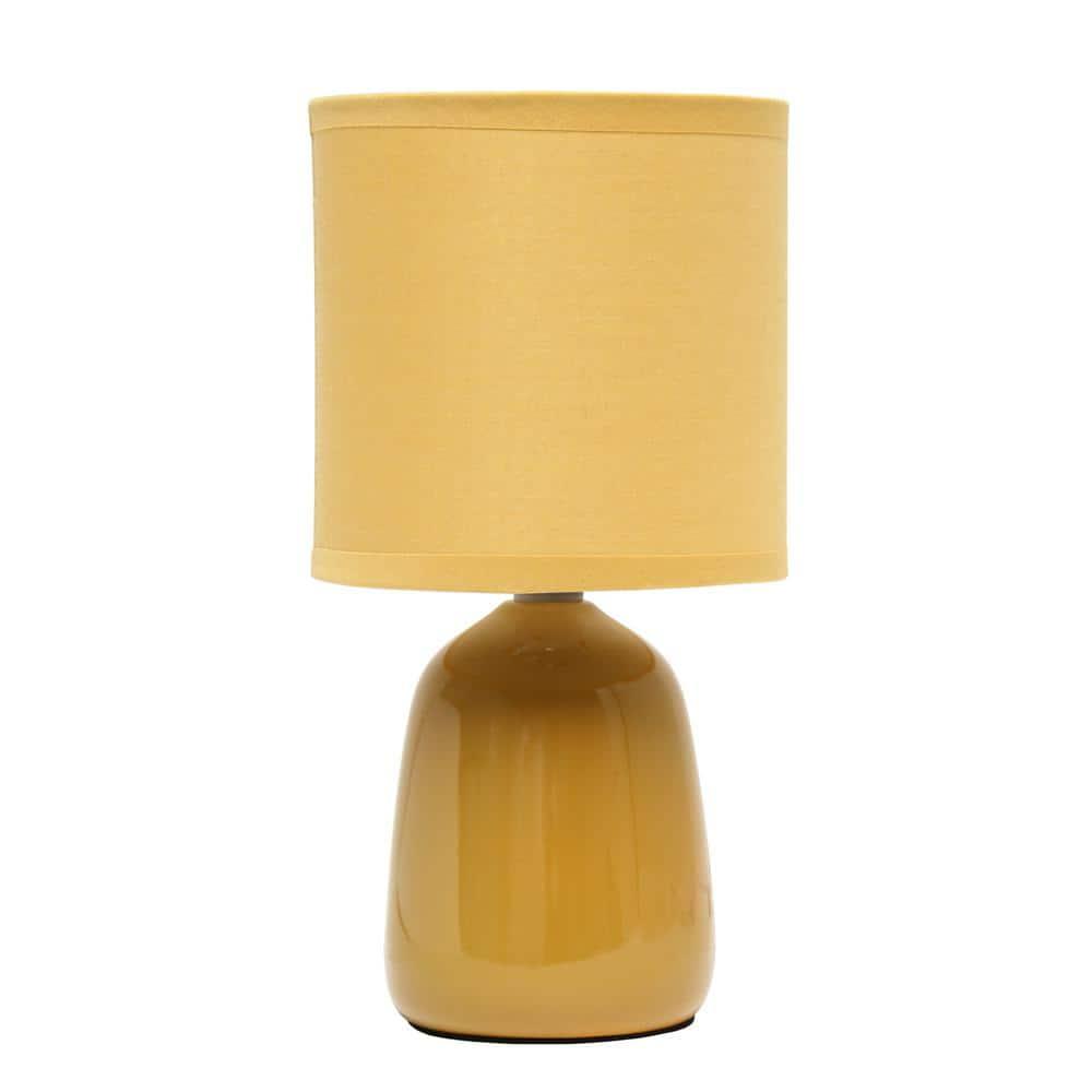 10.04" Traditional Ceramic Thimble Base Bedside Lamp with Fabric Shade - Simple Designs: For Kids Bedroom & Office Desk