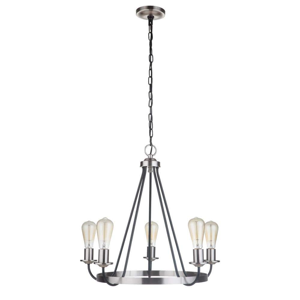 Craftmade Lighting Randolph 5 - Light Chandelier in  Flat Black/Brushed Polished Nickel