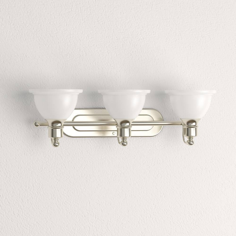 Progress Lighting Madison 3-Light Wall Bracket, Brushed Nickel, White Etched Glass