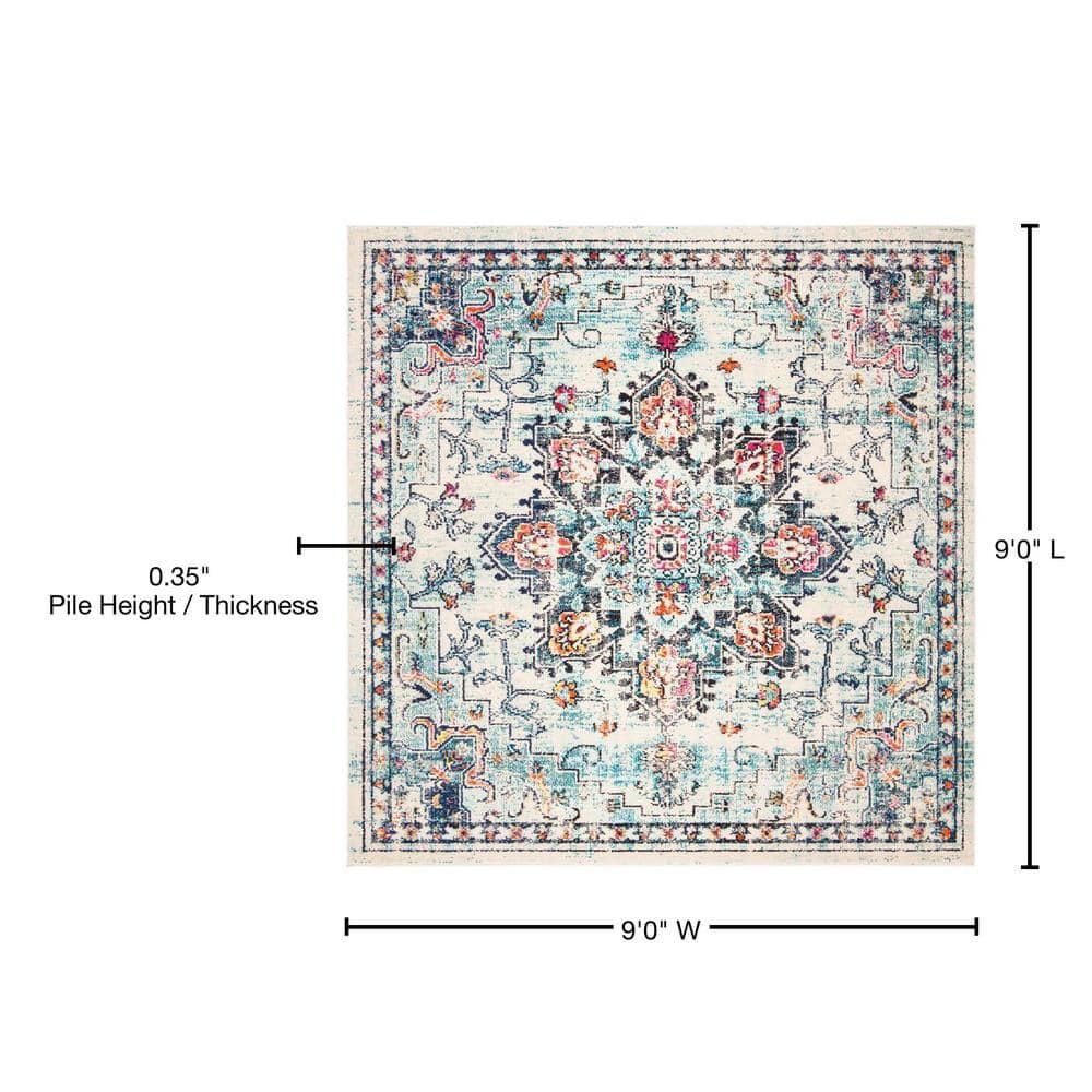 Madison MAD473 Power Loomed Indoor Area Rug - Cream/Blue - 9'x9' - Safavieh