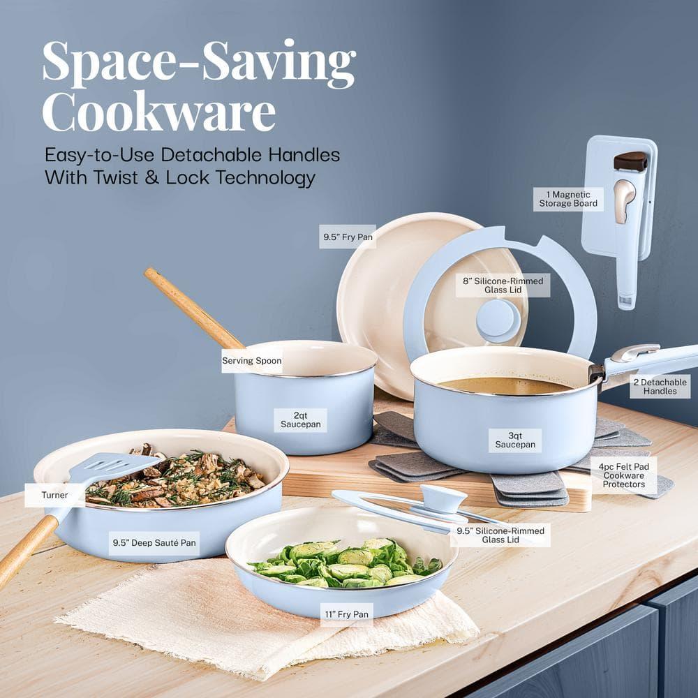 Gotham Steel Gotham Steel 18 Piece Detachable Handle Ceramic Nonstick Cookware Set