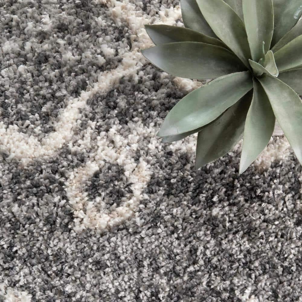 Nuloom Kristi Moroccan 3x5 Accent Shag Indoor Area Rug for Living Room Bedroom Dining Room Nursery Entryway, Grey/Ivory
