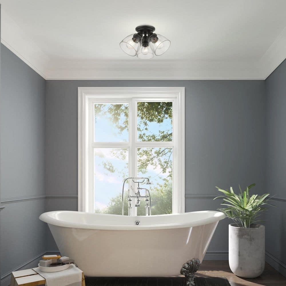 Livex Lighting Montgomery 3 - Light Flush Mount in  Black