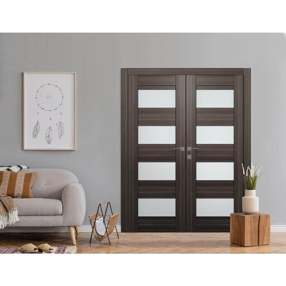 Belldinni Della Solid Manufactured Wood and Glass Paneled Prefinished Standard Double Door