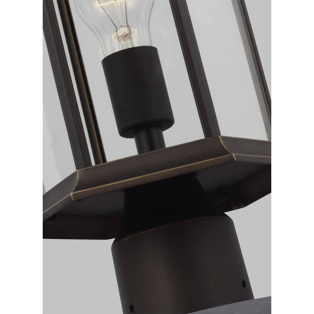 Antique Bronze Outdoor Post Lantern with Clear Glass Shade