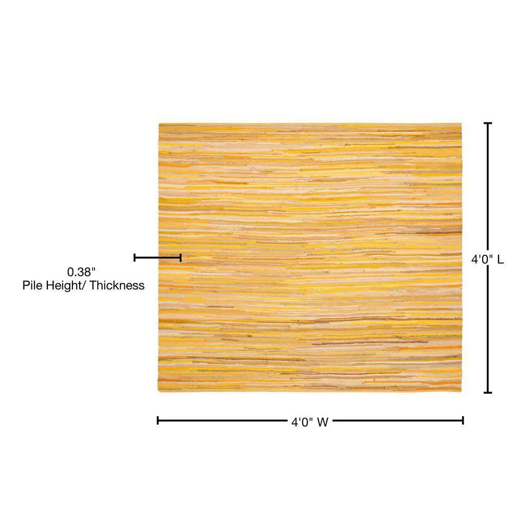 Rag Area Rug RAR130 Hand Woven Area Rug - Yellow/Multi - 4'x4' - Safavieh.